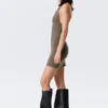 Sleeveless Halter Mini Dress – Dark Mole Sleeveless Halter Mini Dress – Dark Mole