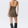 Sleeveless Halter Mini Dress – Dark Mole Sleeveless Halter Mini Dress – Dark Mole