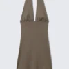 Sleeveless Halter Mini Dress – Dark Mole Sleeveless Halter Mini Dress – Dark Mole
