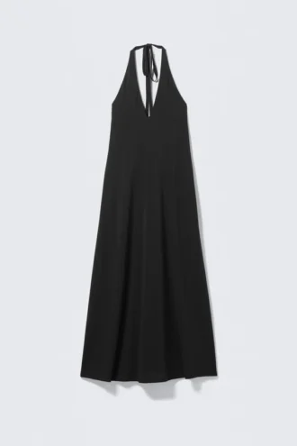 Sleeveless Halterneck Maxi Dress – Black
