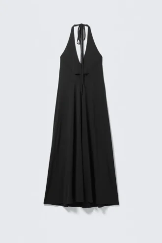 Sleeveless Halterneck Maxi Dress – Black