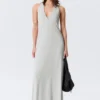 Sleeveless Halterneck Maxi Dress – Light Beige Sleeveless Halterneck Maxi Dress – Light Beige