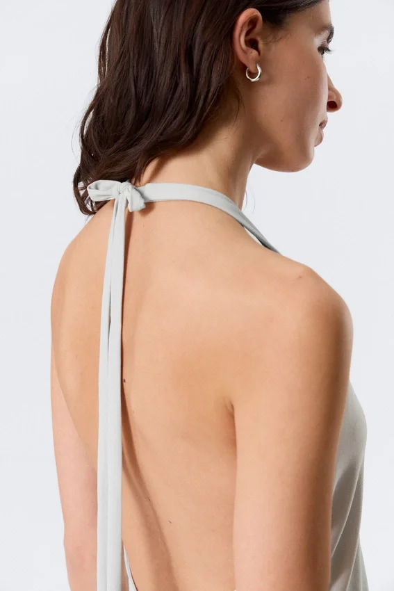 Sleeveless Halterneck Maxi Dress – Light Beige Sleeveless Halterneck Maxi Dress – Light Beige
