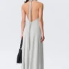 Sleeveless Halterneck Maxi Dress – Light Beige Sleeveless Halterneck Maxi Dress – Light Beige