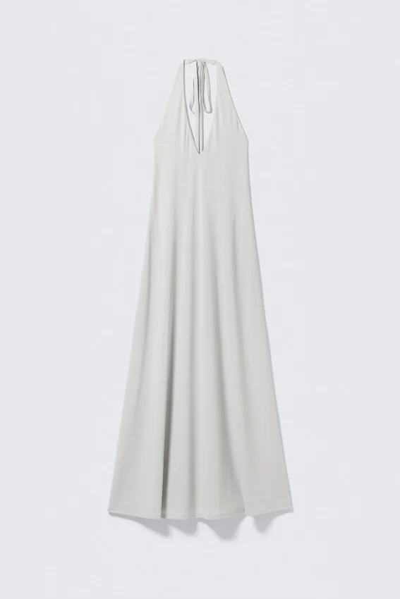 Sleeveless Halterneck Maxi Dress – Light Beige Sleeveless Halterneck Maxi Dress – Light Beige