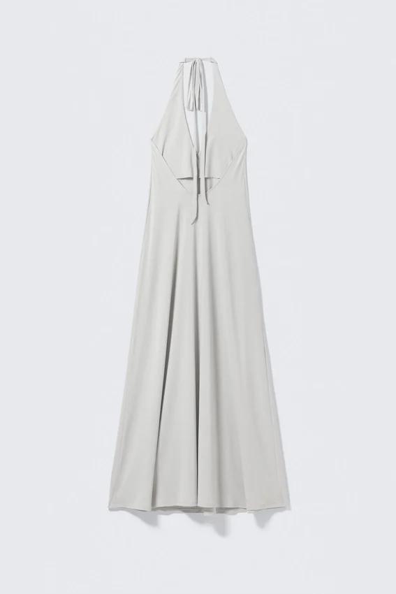 Sleeveless Halterneck Maxi Dress – Light Beige Sleeveless Halterneck Maxi Dress – Light Beige