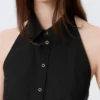 Sleeveless Halterneck Shirt Top – Black Sleeveless Halterneck Shirt Top – Black