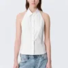 Sleeveless Halterneck Shirt Top – White Sleeveless Halterneck Shirt Top – White