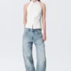 Sleeveless Halterneck Shirt Top – White Sleeveless Halterneck Shirt Top – White