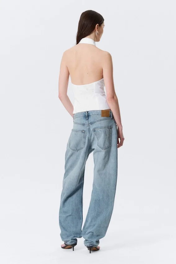 Sleeveless Halterneck Shirt Top – White Sleeveless Halterneck Shirt Top – White
