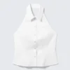 Sleeveless Halterneck Shirt Top – White Sleeveless Halterneck Shirt Top – White