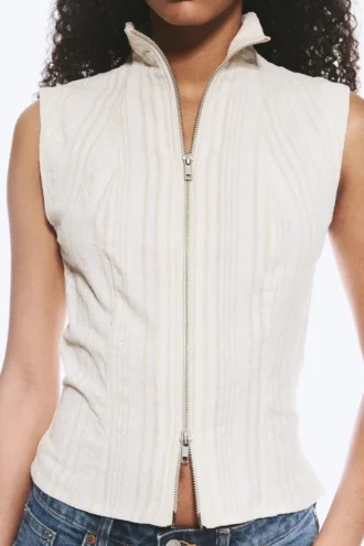 Sleeveless High‑Neck Zip Top – Light Mole