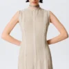 Sleeveless Linen-Blend Panelled Maxi Dress – Light Beige Sleeveless Linen-Blend Panelled Maxi Dress – Light Beige