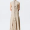 Sleeveless Linen-Blend Panelled Maxi Dress – Light Beige Sleeveless Linen-Blend Panelled Maxi Dress – Light Beige
