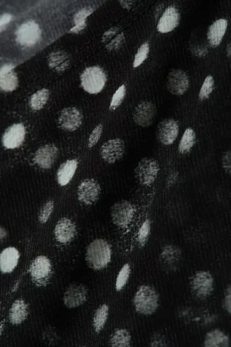 Sleeveless Printed Mesh Top – Black Polka Dot Spray