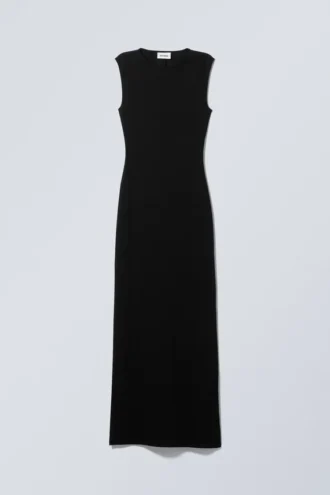 Sleeveless Slitted Maxi Dress – Black