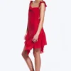 Sleeveless Square-Neck Mini Dress – Bright Red Sleeveless Square-Neck Mini Dress – Bright Red