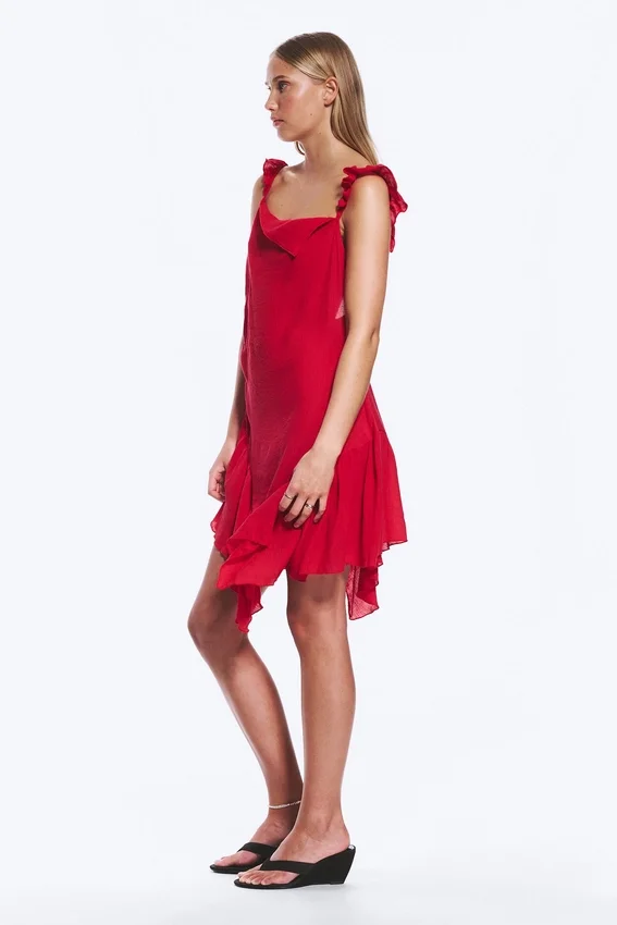 Sleeveless Square-Neck Mini Dress – Bright Red Sleeveless Square-Neck Mini Dress – Bright Red