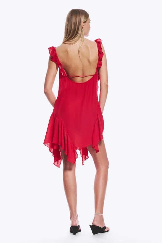 Sleeveless Square-Neck Mini Dress – Bright Red Sleeveless Square-Neck Mini Dress – Bright Red