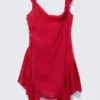 Sleeveless Square-Neck Mini Dress – Bright Red Sleeveless Square-Neck Mini Dress – Bright Red