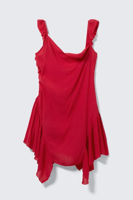 Sleeveless Square-Neck Mini Dress – Bright Red Sleeveless Square-Neck Mini Dress – Bright Red