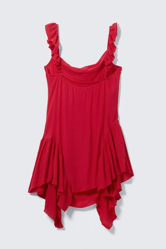 Sleeveless Square-Neck Mini Dress – Bright Red Sleeveless Square-Neck Mini Dress – Bright Red