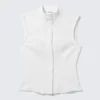 Sleeveless Structured Twill Top – White Sleeveless Structured Twill Top – White