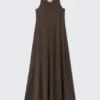 Sleeveless Tank Maxi Dress – Dark Brown Sleeveless Tank Maxi Dress – Dark Brown