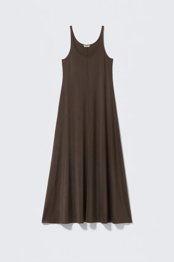 Sleeveless Tank Maxi Dress – Dark Brown Sleeveless Tank Maxi Dress – Dark Brown