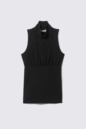 Sleeveless Turtleneck Top – Black