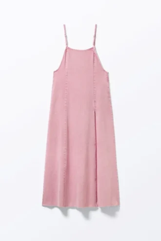 Sleeveless Twill Maxi Slip Dress – Dusty Pink