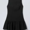Sleeveless Twill Mini Dress – Black Sleeveless Twill Mini Dress – Black