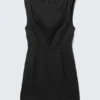 Sleeveless Twill Mini Dress – Black Sleeveless Twill Mini Dress – Black