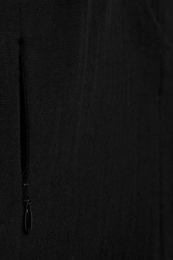 Sleeveless Twill Mini Dress – Black Sleeveless Twill Mini Dress – Black