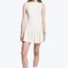 Sleeveless Twill Mini Dress – White Sleeveless Twill Mini Dress – White