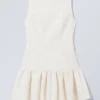 Sleeveless Twill Mini Dress – White Sleeveless Twill Mini Dress – White