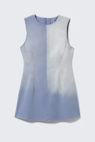 Sleeveless Utility Cotton Twill Dress – Washed Blue