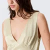 Sleeveless V-Neck Satin Top – Light Dusty Beige