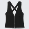 Sleeveless V-Neck Zip Top – Black