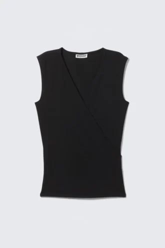 Sleeveless Wrap Top – Black