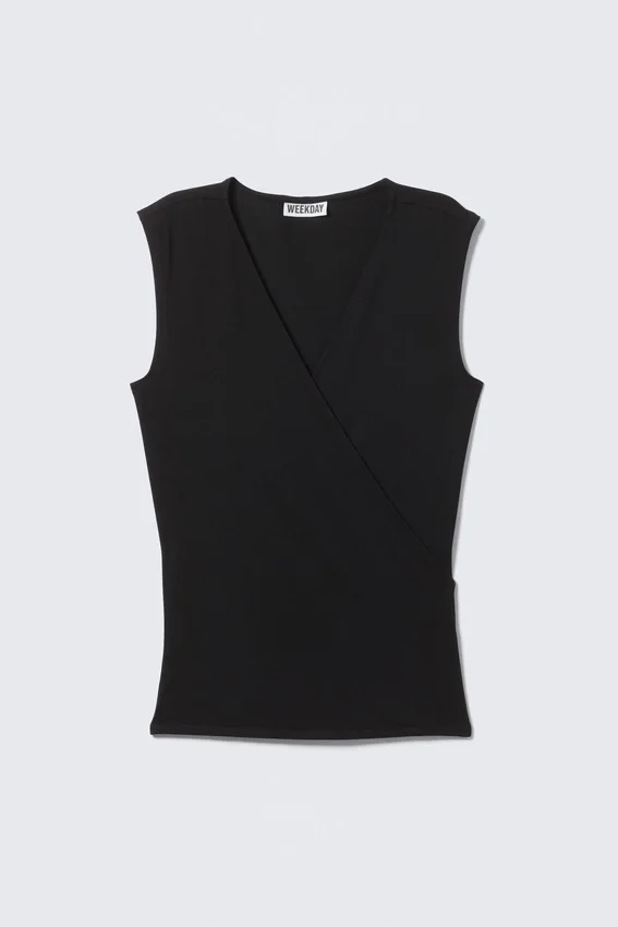 Sleeveless Wrap Top – Black Sleeveless Wrap Top – Black