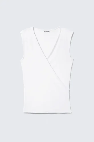 Sleeveless Wrap Top – White