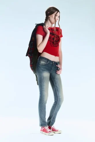 Sleezie Low Rise Skinny Jeans – Tinted Streaky Dark Blue | Cheap Monday Gb