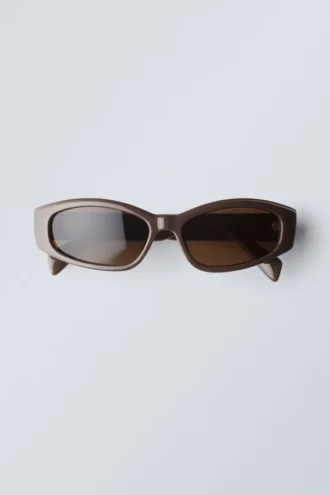 Slide Curved Frame Unisex Sunglasses – Dark Brown