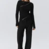 Slim Asymmetric Zip Knit Sweater – Black Slim Asymmetric Zip Knit Sweater – Black