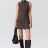 Slim Curvy Zip Mini Dress – Dark Grey Slim Curvy Zip Mini Dress – Dark Grey