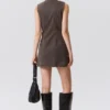 Slim Curvy Zip Mini Dress – Dark Grey Slim Curvy Zip Mini Dress – Dark Grey