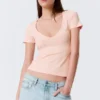 Slim Deep V-Neck T-Shirt – Dusty Pink Slim Deep V-Neck T-Shirt – Dusty Pink