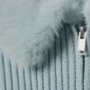 Slim Faux Fur Trim Zip Cardigan – Light Dusty Blue Slim Faux Fur Trim Zip Cardigan – Light Dusty Blue