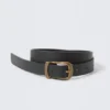 Slim Faux Leather Belt – Black – Brass Buckle Slim Faux Leather Belt – Black – Brass Buckle